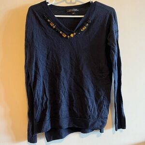 Ann Taylor jewelers navy wool sweater medium